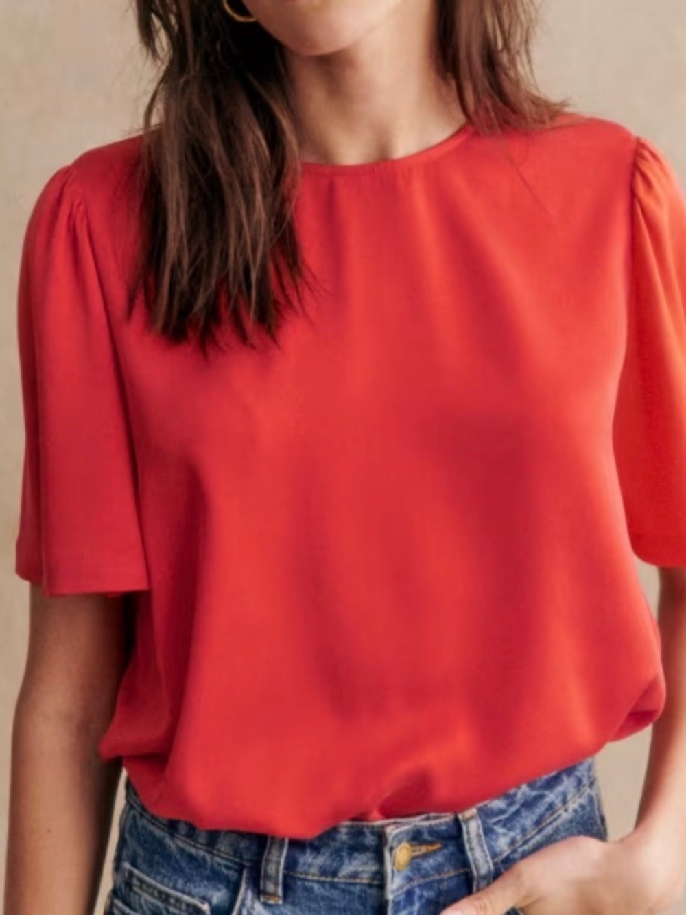Coral XL Sezane kitty blouse